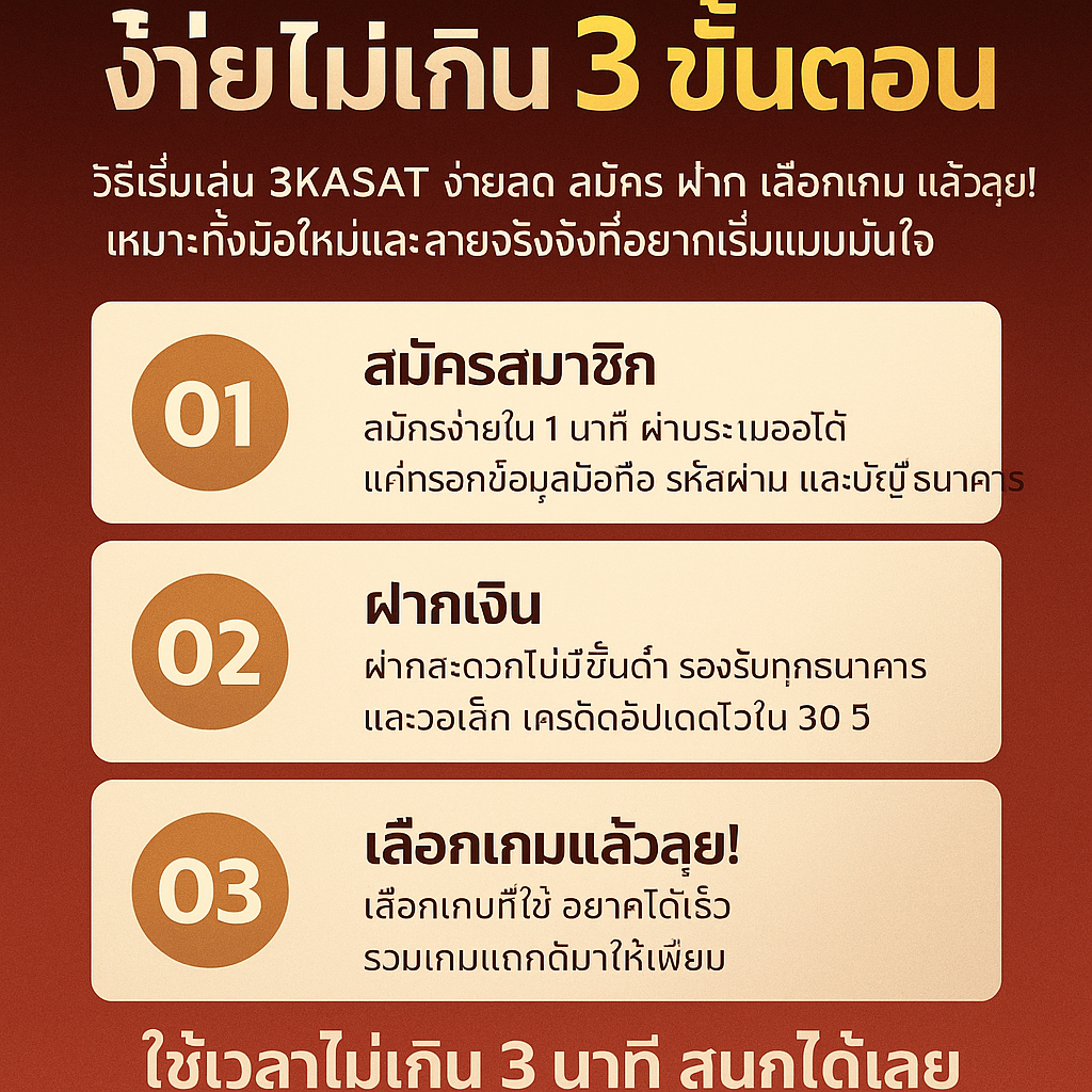 วิธีเริ่มเล่น 3KASAT ง่ายไม่เกิน 3 ขั้นตอน